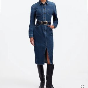 Madewell Dark Blue Denim Midi Dress